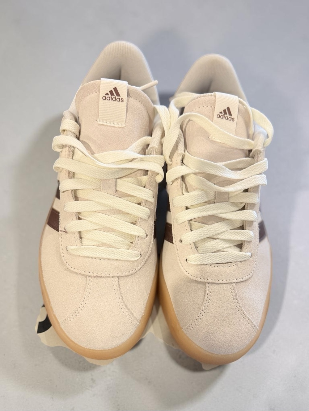 Adidas VL Court 3.0 Off White/Earth Strata Suede Low Top Lace-Up - Picture 2 of 5